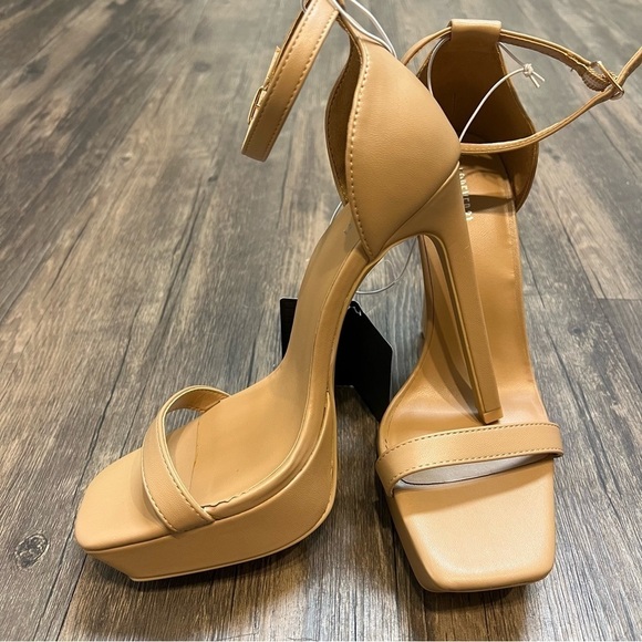 NWT F21 Nude Open Toe Platform Stiletto High Heels Size 8 - Picture 6 of 10